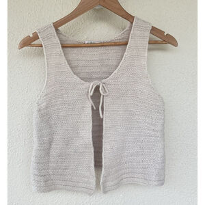 Bonpoint Chunky Wool Knit Tie Front Cardigan Womens 2XS Coastal Cowgirl Cottage